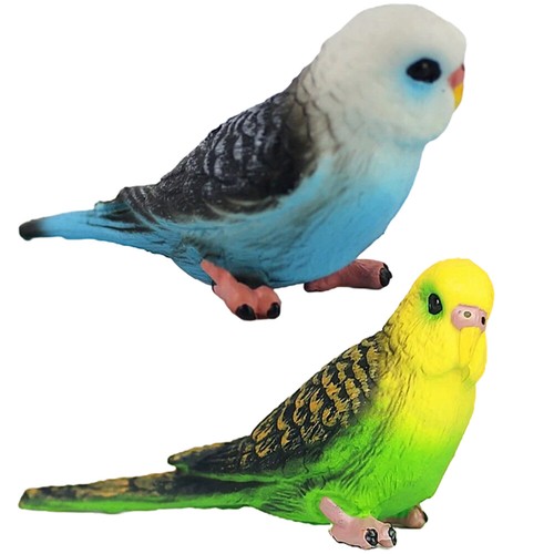 2 Pcs Realistic Budgie Simulation Parrot Lifelike Bird Model Child