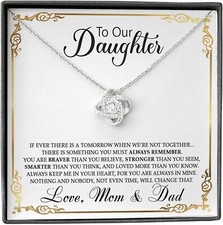 To My Daughter Gift From Mom For Beautiful Badass Daughter Love Knot Necklace
