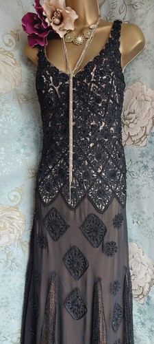 Sue wong Nocturn Beaded 20s 30s Black Lace Occasion gatsby Evening Long dress 10 - Picture 10 of 24