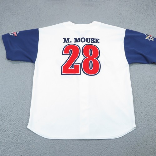 Camiseta de béisbol Disney para hombre grande blanca azul con botones de Mickey bordada WDW - Imagen 7 de 12