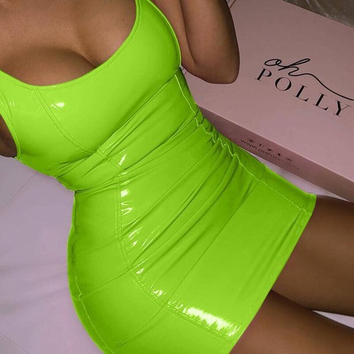 Hot Girl PU Leather Strapless Mini Tube Dress Bodycon Sexy Party Club Dresses - Picture 19 of 21