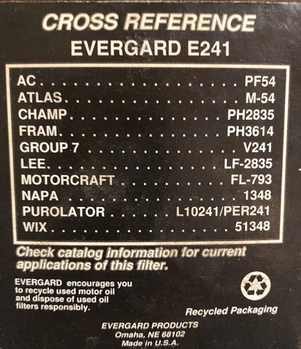 Evergard Oil Filter - E241 - Picture 3 of 4