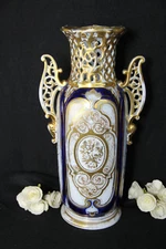 Antique vieux paris old porcelain large Vase gold gild 19th century 