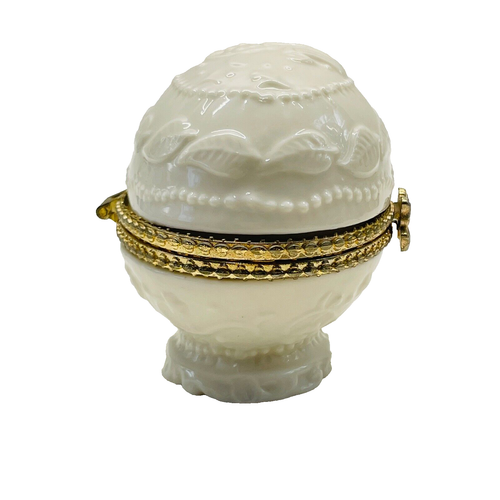 Vintage Porzellan Elfenbein Ei Form Schmuck Schmuck Schmuckschatulle - Bild 2 von 9