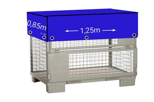 Abdeckhaube  für Gitterbox mit Ösen aus UV beständiger LKW Plane in 900 gr/m² - Bild 6 von 6