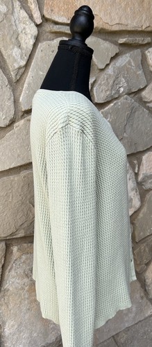 DONCASTER Cardigan Sweater M L Celadon Green Waffle Knit Cotton Blend EC - Picture 5 of 7
