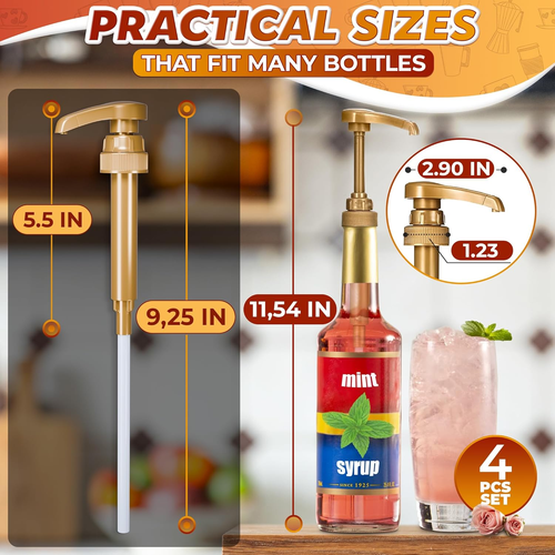 4 Pcs Coffee Syrup Pump Dispenser - Works as Skinny and Torani Syrup Pump - Prec - Picture 2 of 12