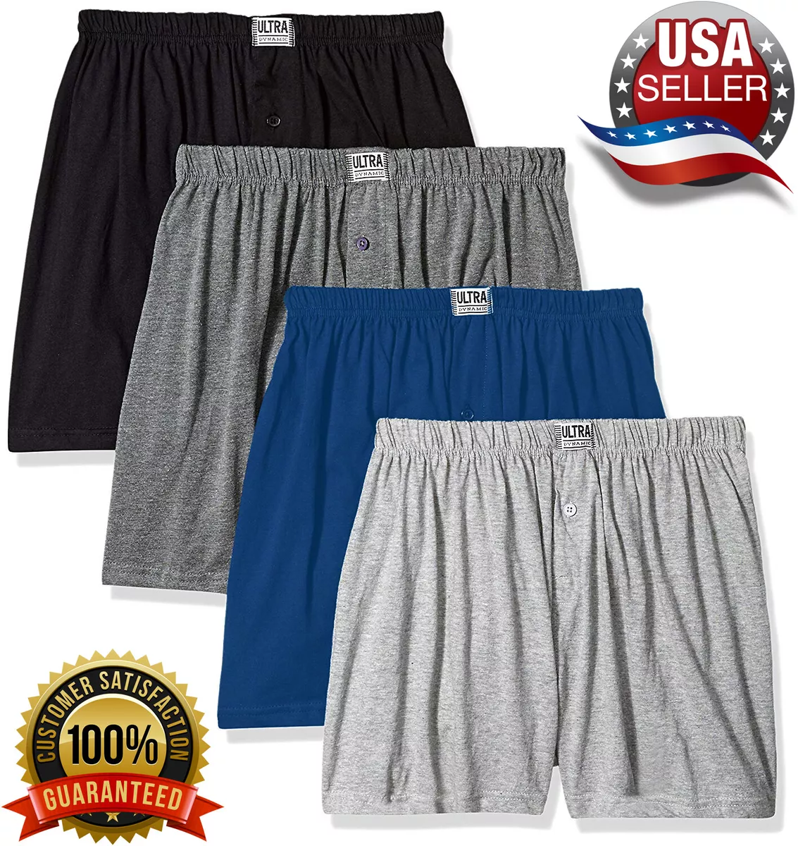 ULTRA Mens Knit Boxer Shorts 100% Cotton Assorted Solid Color