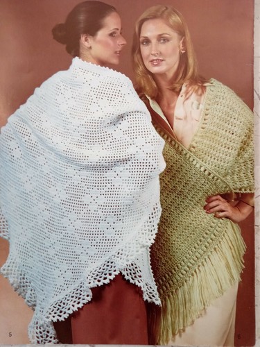 Columbia Minerva Shawls and Stoles #2635 Vtg 70s Knit Crochet Patterns Trifold - Picture 3 of 6