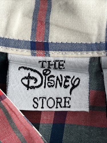 Vintage 90s Mickey Mouse Plaid Dress Shirt Size Medium The Disney Store Green - Foto 4 di 12