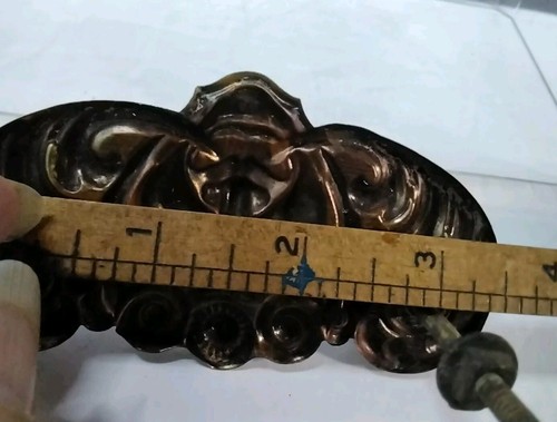 Rare Antique Gothic Victorian Brass Devil Gargoyle Face Drawer Pull 19th c 4 1/4 - Picture 8 of 8