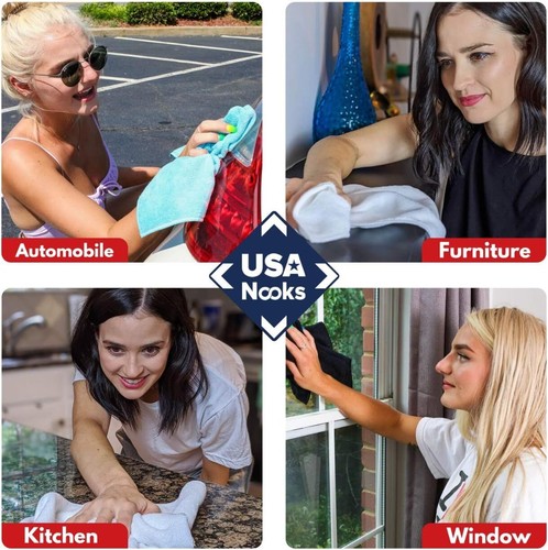 Microfiber Cleaning Cloth Grey - 12 Pcs (12.5"x12.5") - High Performance - 1200W - Picture 4 of 7