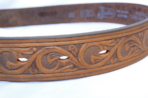 New Justin Brown Leather Boys Western Belt Size 20 - Picture 7 of 7