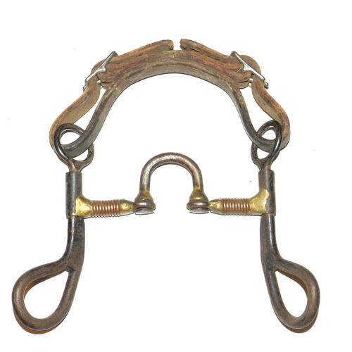 Vintage Brass Leather Western Bit Very Rare - Picture 2 of 9