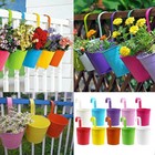 Plant Hanging Basket Pot Iron Flower Bucket Metal Garden Fence Hanging Box
