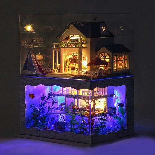 Hawaii Undersea Villa House DIY Miniature Led Light Wooden Shop Dollhouse - Picture 2 of 15
