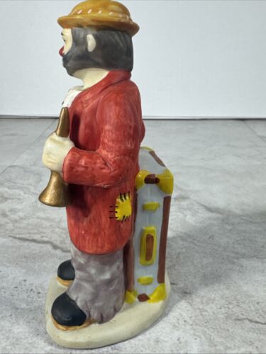 Flambro Emmett Kelly Jr Clown Porzellan Figur Horn Koffer Hobo - Bild 6 von 11