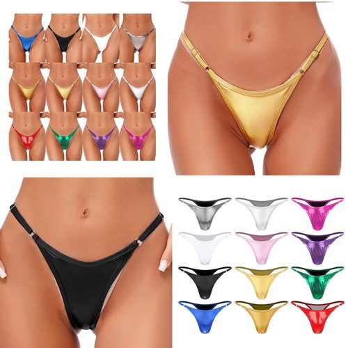 Womens Panties Shiny Briefs T-Back Underwear Bikini G-String Thongs High Waist - Picture 2 of 99