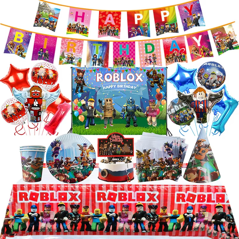 Boyblox Gaming Theme Kids Birthday Party Decorations Tableware Set Supplies