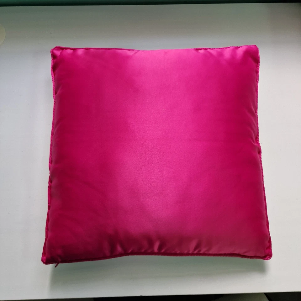 Funda e inserto de cojín cuadrado satinado estampado tropical 43 cm x 43 cm rosa y azul Foto 2 de 4