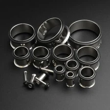 Ear Stretching Kit Surgical Steel Single Flare Flesh Tunnels Ear Gauges Set