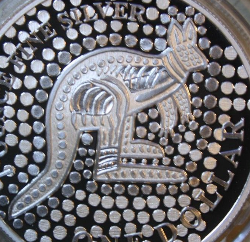 Australia 1 Dólar 2001 Plata 1 Onza "Kangaroo" #F5409 Pp-Proof "Aboriginal Arte - Imagen 2 de 6