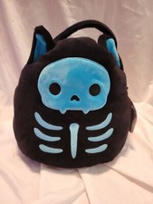 Squishmallows 12” Stump Blue Skeleton Cat Halloween Squad Plush Treat Bag Pail