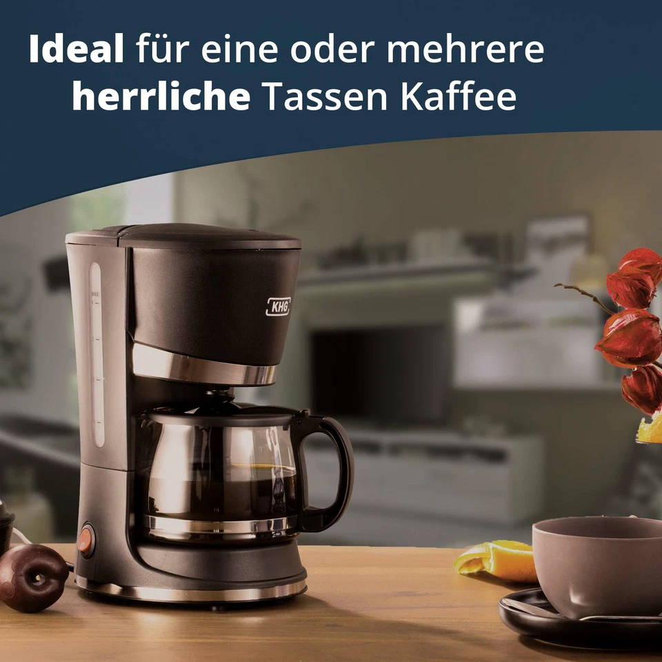 Mini Kaffeemaschine Filterkaffeemaschine Single Schwarz 0,5L 4 Tassen 600W KHG - Bild 2 von 4