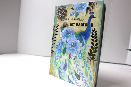 Pooch & Sweetheart Brooch Writing Journal Paris Peacock Gold Foil NEW - Picture 4 of 8