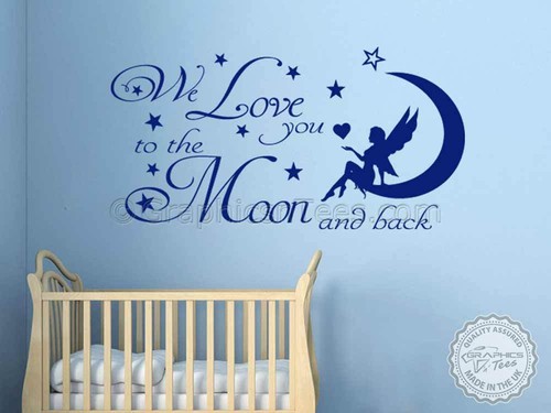 Pegatina de pared para bebé cita te amamos a la luna niños dormitorio decoración de pared - Imagen 3 de 12