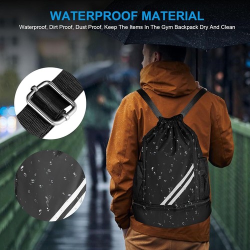 Turnbeutel Sportbeutel Schuhbeutel Beutel Tasche Rucksack Wasserdicht Gymsack DE - Bild 9 von 12