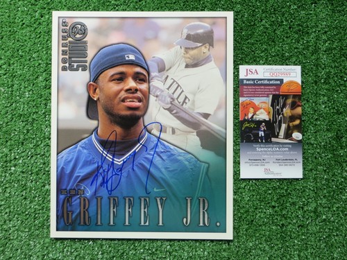 KEN GRIFFEY JR SIGNED 8x10 SEATTLE MARINERS 98 DONRUSS STUDIO PHOTO CARD JSA COA - Picture 1 of 4