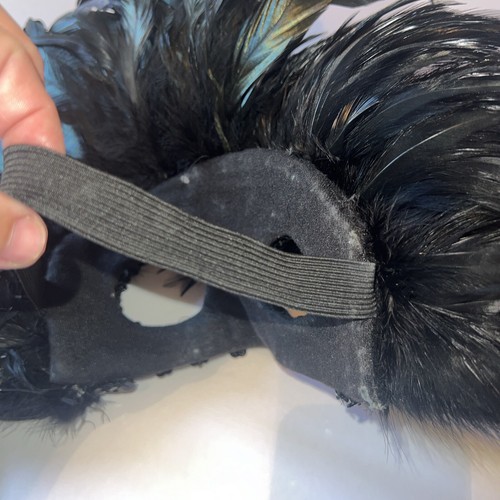 Feather Masquerade Mask Carnival Feather Mask Side Feather Black Full Sequin - Picture 8 of 11