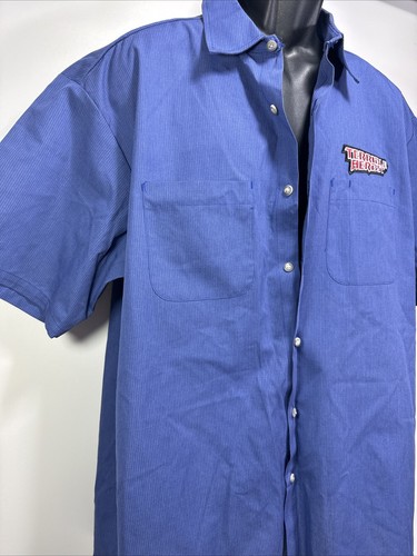 Camisa Oficial Terrible Otoño Empleado de Gasolinera Trabajo Abotonada Azul XL - Imagen 4 de 9
