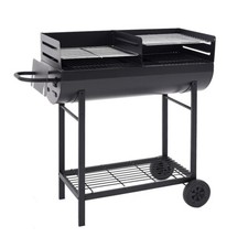 Charcoal BBQ,Portable Barrel Barbecue with Warming Rack,Temperature Gauge Wheels