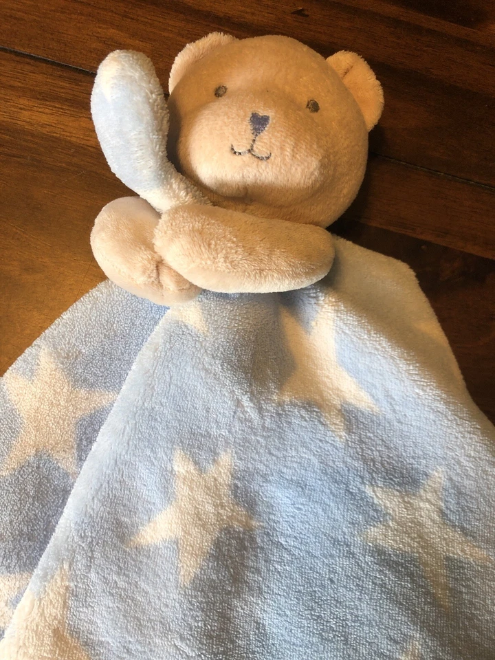 A Star is Born Azul Blanco Estrellas Oso Seguridad Lovey Manta Mensajes del Corazón Foto 2 de 4