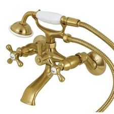 Kingston Brass KS265SB Tub Wall Mount Clawfoot Tub Faucet with Hand Shower, B...