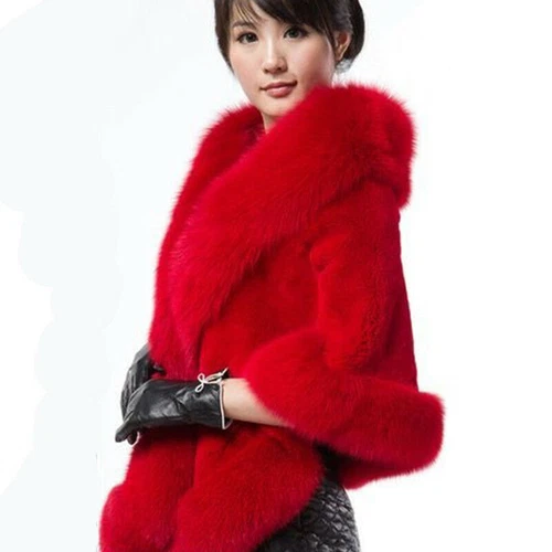New Women Winter Faux Fur Coat Shawl Stole Wrap Scarf Cloak Cape Tops Warm - Picture 18 of 22