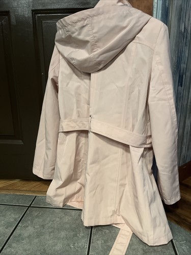 Nautica Women's Hooded Raincoat with Belt Jacket, Dusty Pink , XX Large NEW - Picture 6 of 10
