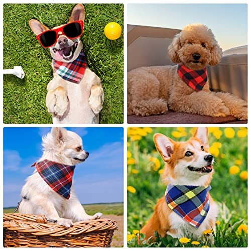 Christmas Dog Bandanas, 6 Pieces Triangle Dog 16.1 Inch Classic Button Style - Picture 2 of 7