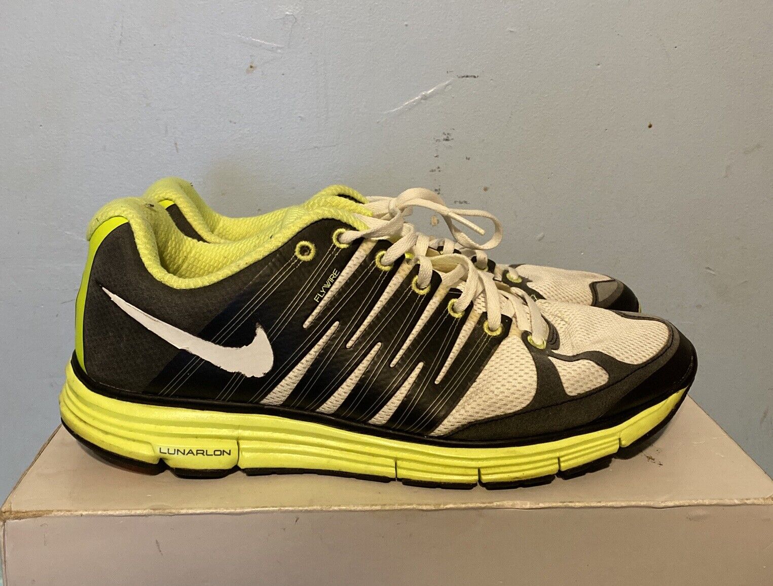 Egoísmo Acelerar Descompostura 2011 Nike Lunar Elite + 2 White Black Volt Mens Size 12 Running Shoes  429784-110 | eBay