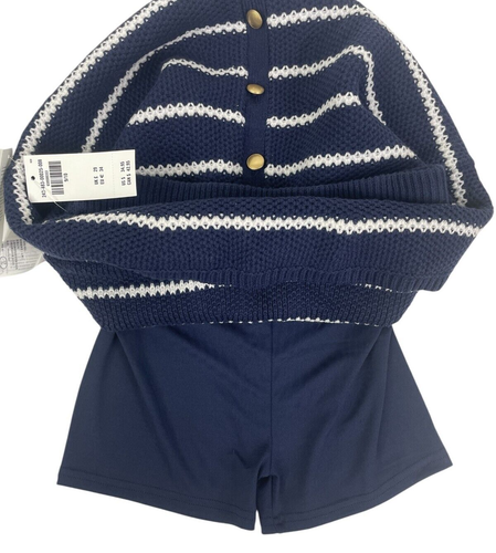 NWT Abercrombie Kids Navy Stripe Nautical Preppy Sweater Knit Skort Skirt 9/10 - Picture 9 of 10