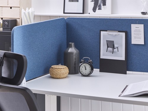 Schreibtisch Trennwand Akustik Polster blau 72 x 40 cm Schallschutz Wally - Bild 5 von 12