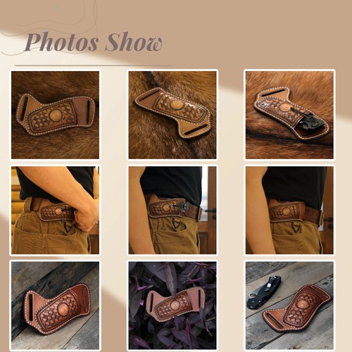 Cuchillo Hoja Plegable de Cuero Tourbon Funda Cinturón Bolsa Herramienta Bolsillo Cuchillos Portador - Imagen 3 de 24