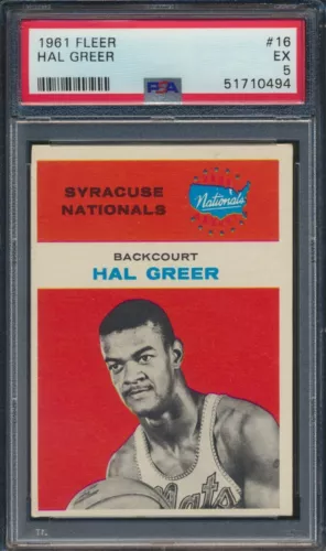 1961 FLEER BASKETBALL #16 HAL GREER RC PSA 5 EX HOF ROOKIE