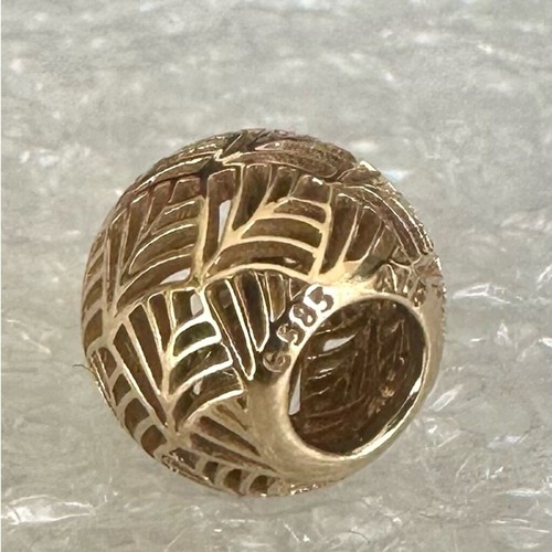 Pandora 14k Solid Gold Charm Tropicana Open Work Palms Retired Rare - Picture 6 of 7