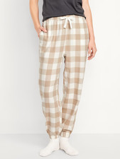 Gap Body Flannel Jogger Pants Cozy Lounge Sleepwear Beige Plaid Small