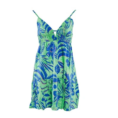 Desigual Damen Kleid Grün Blumenmuster Ausgestellt 23SWMW14 - Bild 1 von 4