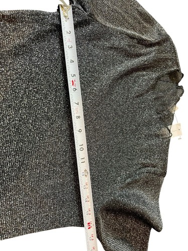 American Eagle Black Metallic Long Sleeve Mesh 90s Y2K Top XL NWT See Through - Picture 8 of 12
