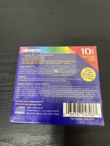 10 Pack Memorex Cool Colors Pocket CD-R 24X 210 MB 24 Minute New - 第 2/2 張圖片